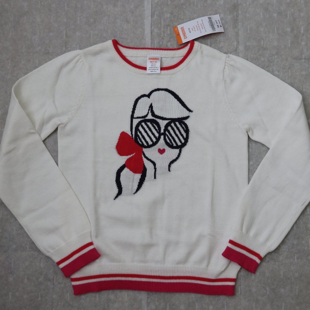 Gymboree White Cotton Sweater Pullover Girl M New
